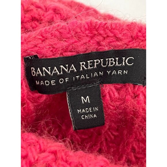 Banana Republic Merino Wool Alpaca Blend Magenta Pink Knit Turtleneck Sweater M - Picture 7 of 10